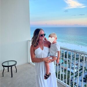 White Halter Maxi Dress